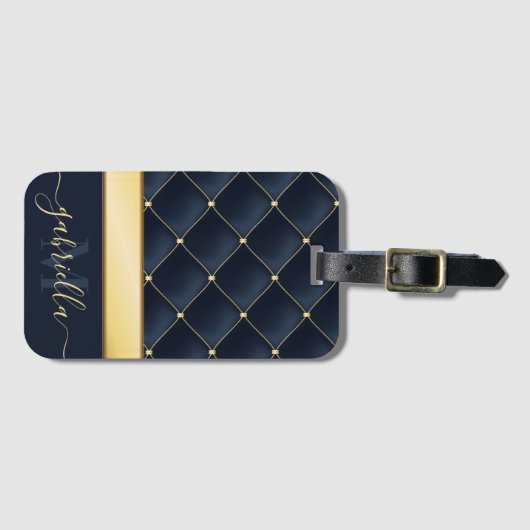 Navy Blue Golden Bagagelabel (Voorkant (horizontaal))