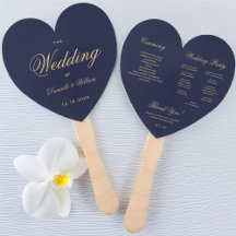 Navy Blue Golden Calligraphy Heart Wedding Program