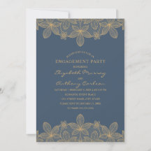 Navy Blue Golden Lace Engagement Party Elegant