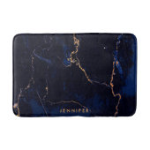 Navy Blue Golden Marble Badmat (Voorkant)
