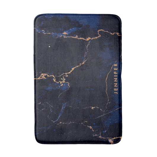 Navy Blue Golden Marble Badmat (Voorkant Verticaal)