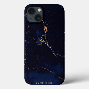 Navy Blue Golden Marble Case-Mate iPhone Case