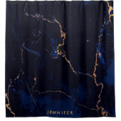 Navy Blue Golden Marble Douchegordijn (Voorkant)