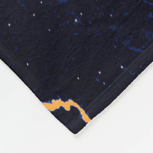 Navy Blue Golden Marble Fleece Deken (Hoek)
