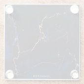 Navy Blue Golden Marble Glazen Onderzetter (Achterkant)