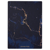 Navy Blue Golden Marble Klembord (Achterkant)