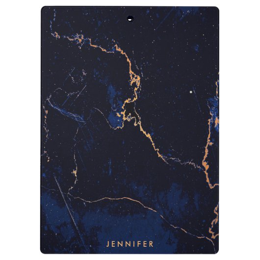 Navy Blue Golden Marble Klembord (Achterkant)