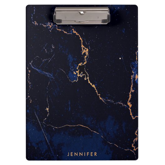 Navy Blue Golden Marble Klembord (Voorkant)