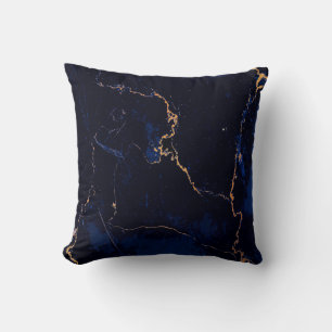 Navy Blue Golden Marble Kussen