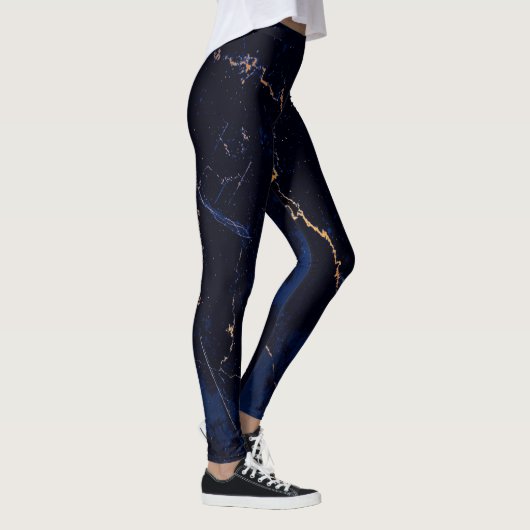 Navy Blue Golden Marble Leggings (Rechts)