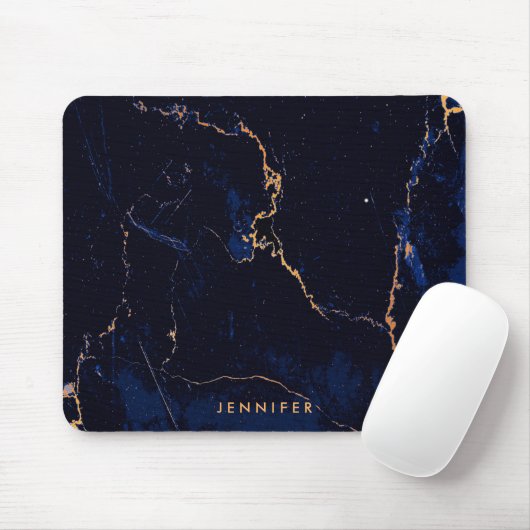 Navy Blue Golden Marble Muismat (Met muis)