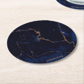 Navy Blue Golden Marble Ronde Kartonnen Onderzetter (Gebogen)