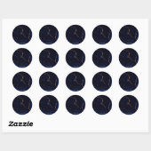 Navy Blue Golden Marble Ronde Sticker (Vel)
