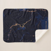 Navy Blue Golden Marble Sherpa Deken (Voorkant (horizontaal))