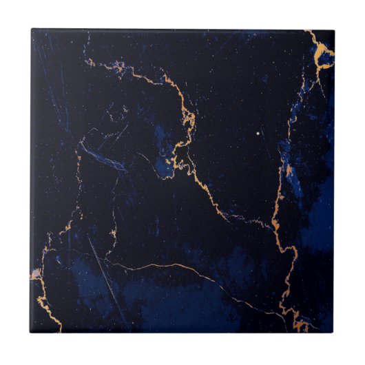 Navy Blue Golden Marble Tegeltje (Voorkant)