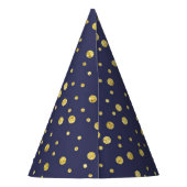 Navy Blue Golden Polka Dots Pattern Party Petten Feesthoedjes (Achterkant)