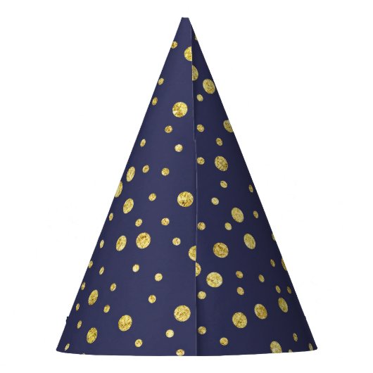 Navy Blue Golden Polka Dots Pattern Party Petten Feesthoedjes (Achterkant)