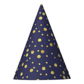 Navy Blue Golden Polka Dots Pattern Party Petten Feesthoedjes (Voorkant)