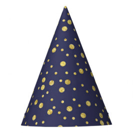 Navy Blue Golden Polka Dots Pattern Party Petten Feesthoedjes