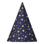 Navy Blue Golden Polka Dots Pattern Party Petten Feesthoedjes (Links)