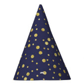 Navy Blue Golden Polka Dots Pattern Party Petten Feesthoedjes (Rechts)