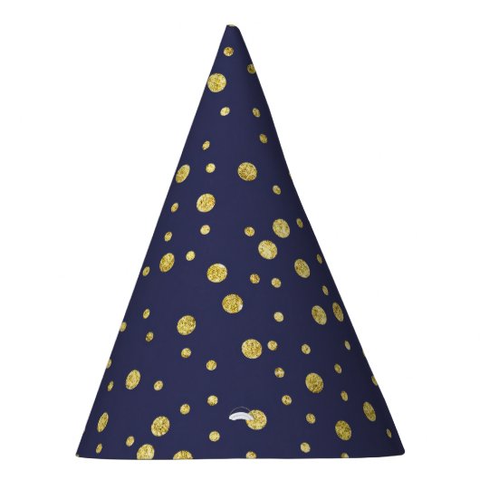 Navy Blue Golden Polka Dots Pattern Party Petten Feesthoedjes (Rechts)