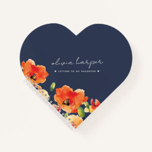 Navy Blue Golden Poppy Letters aan mijn dochter Notitieboek