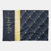 Navy Blue Golden Theedoek (Horizontaal)