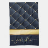 Navy Blue Golden Theedoek (Verticaal)