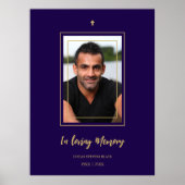 Navy Blue & Golden Traditional Elegant Funeral Poster (Voorkant)