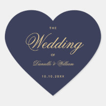 Navy Blue Golden Wedding Heart Elegant Calligrafie