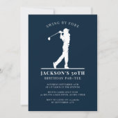 Navy Blue Golf Verjaardag Par-t-shirt Kaart (Voorkant)