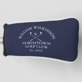 Navy Blue Golfclub En Ledenaam Golfheadcover