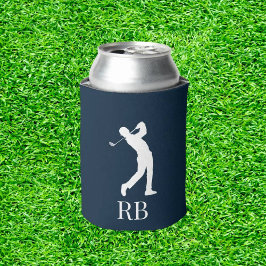 Navy Blue Golfer Monogram Koelbox Blikjeskoeler