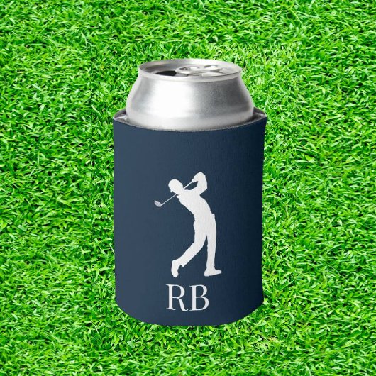 Navy Blue Golfer Monogram Koelbox Blikjeskoeler