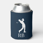 Navy Blue Golfer Monogram Koelbox Blikjeskoeler (Blikje Voorkant)