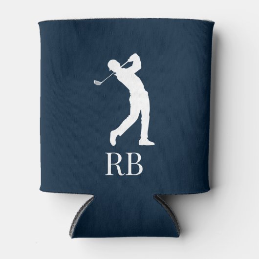Navy Blue Golfer Monogram Koelbox Blikjeskoeler (Voorkant)