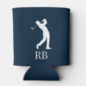 Navy Blue Golfer Monogram Koelbox Blikjeskoeler (Achterkant)