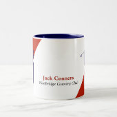 Navy Blue Golfer op rode diagonaal Tweekleurige Koffiemok (Center)