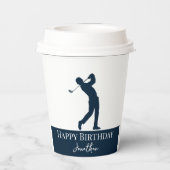 Navy Blue Golfer Party Experience Papieren Bekers (Achterkant)