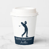 Navy Blue Golfer Party Experience Papieren Bekers (Voorkant)