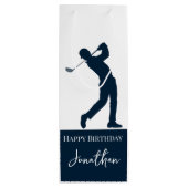 Navy Blue Golfer Party Wijn Cadeautas (Achterkant)