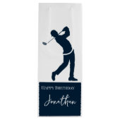 Navy Blue Golfer Party Wijn Cadeautas (Voorkant)