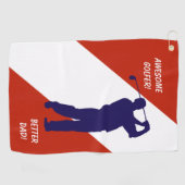 Navy Blue Golfer Vaderdag Golfhanddoek (Horizontaal)