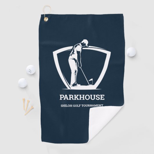 Navy Blue Golfers Naam Toernooi Golfhanddoek (Insitu)