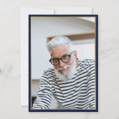Navy Blue Goud 75e Verjaardagsfoto Kaart (Achterkant)