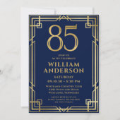 Navy Blue Goud 85e Verjaardagsfoto Kaart (Voorkant)