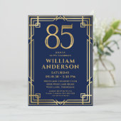 Navy Blue Goud 85e Verjaardagsfoto Kaart (Staand voorkant)