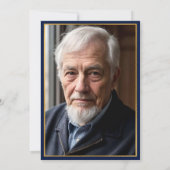 Navy Blue Goud 90ste Verjaardag Foto Kaart (Achterkant)