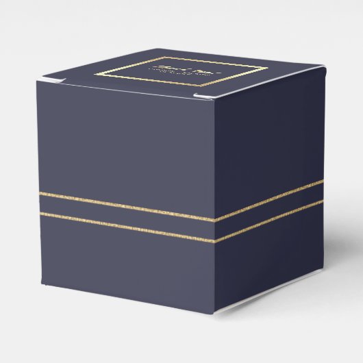 Navy blue | Goud Elegant Wedding Favor Boxes Bedankdoosjes (Voorkant Zijde)